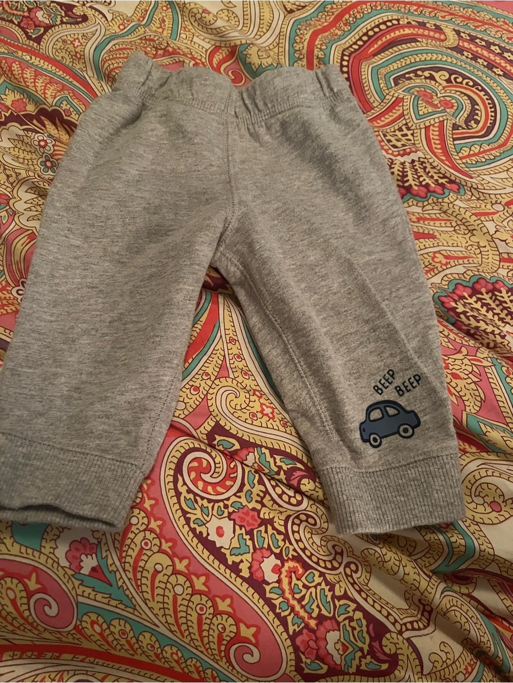 Carter's Gray Sweatpants with Blue Car Graphic